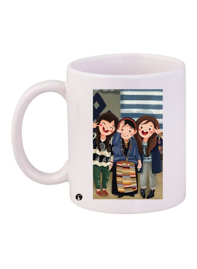 RYN Family Printed Coffee Mug White/Blue/Green 11ounce