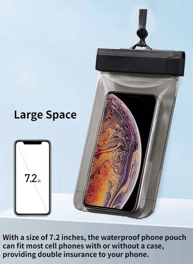 HY 2 Pcs Waterproof Phone Case, Waterproof Phone Pouch for Iphone 15/14/13/12/11 Pro Max Xs Plus Galaxy S22 S21 Ultra, ipx8 Waterproof Cellphone Dry Bag for Vacation Travel Up to 7.2" Black  - Image 2