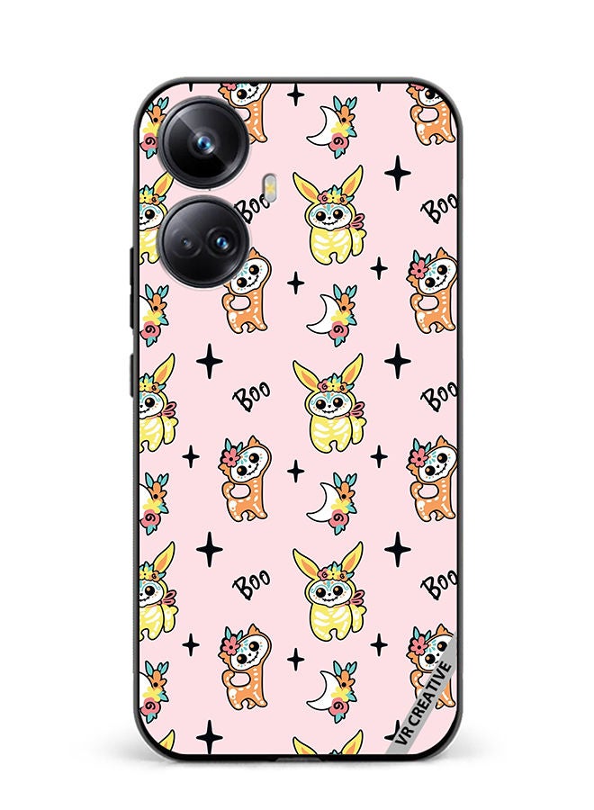 VR CREATIVE Protective Case Cover For Realme 10 Pro Plus Skeletons Of Cute Animals On Pink Design Multicolour - Image 1