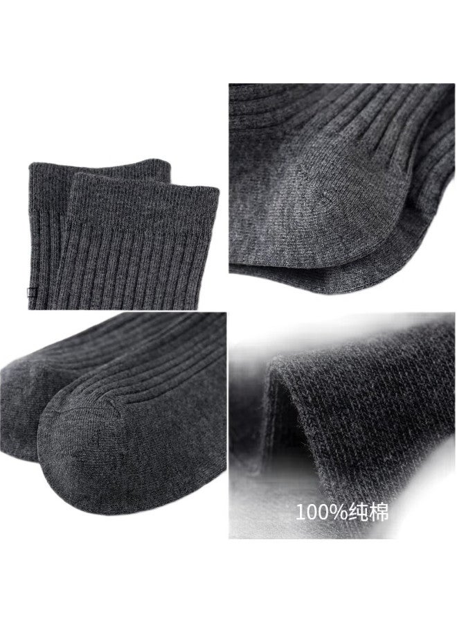 ZJZUE Cotton Socks, 100% Cotton, Men'S Spring And Summer, Odor-Resistant, Antibacterial, Double-Needle, Pure Cotton, Mid-Calf Socks, Men'S Socks, Solid Color, All-Cotton Socks - Image 1