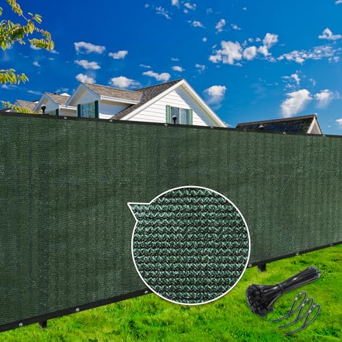 KANAGAWA 5ft x 50ft Privacy Screen Fence, 90% Blockage Heavy Duty 175 GSM Fencing Mesh Net Cover for Outdoor Wall Garden Yard Backyard 80 Cable Zip Ties Included Dark Green - Image 1