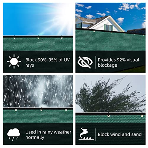 KANAGAWA 5ft x 50ft Privacy Screen Fence, 90% Blockage Heavy Duty 175 GSM Fencing Mesh Net Cover for Outdoor Wall Garden Yard Backyard 80 Cable Zip Ties Included Dark Green - Image 5