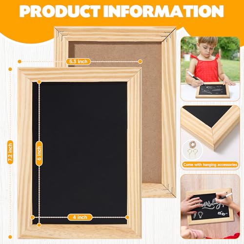 Miraclekoo 1 Pack Mini Chalkborad Sign Small Chalk Board with Unfinished Wood Frame,4 x 6 Inch - Image 2