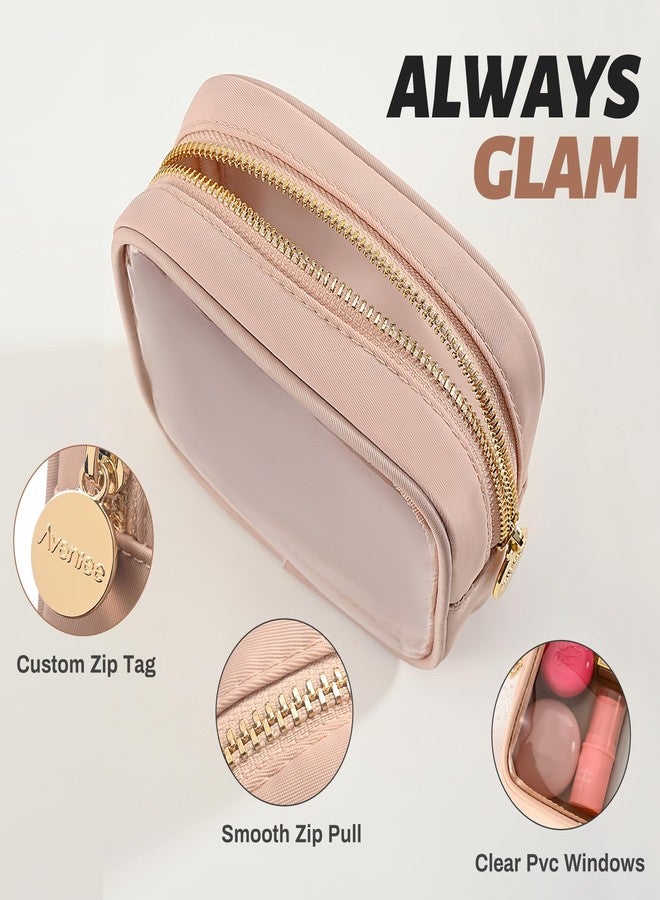 Aveniee Small Clear Makeup Bag, Mini Makeup Bag for Purse Organizer, Cosmetic Bag Travel Zipper Pouch for Women, Cute Car Accessories for Skincare Lipstick Essentials-Sand - Image 3