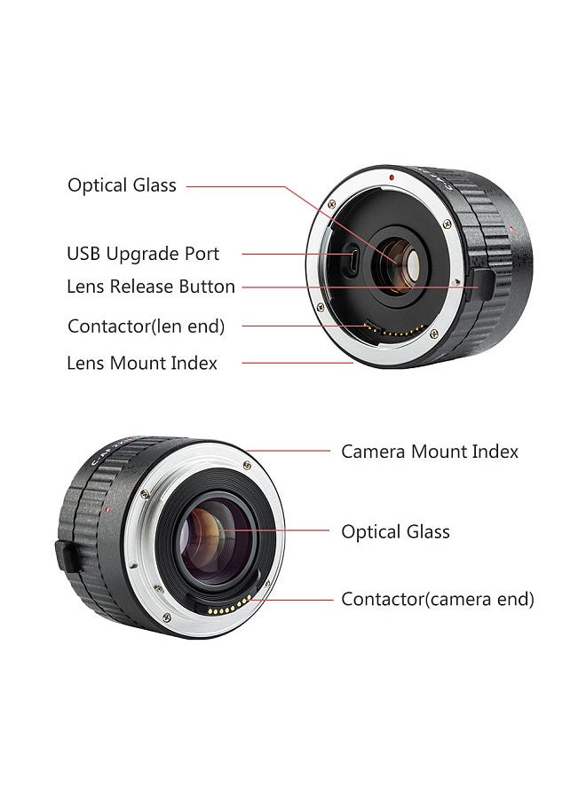 VILTROX - 2XII Magnification Teleconverter Extender Auto Focus Mount Lens for Canon EOS EF Lens for Canon EF lens 5D II 7D 1200D 760D 750D DSLR Camera - Image 1