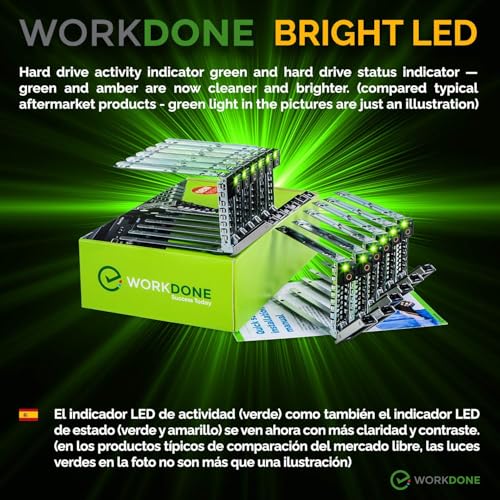 WORKDONE 12-Pack 2.5" Drive Caddy - Compatible for Dell PowerEdge Servers - 14th Gen R440 R640 R740 R740xd R840 R940 R6415 R750xs XE8545 XC - Sticker Labels - Bright LED Tray - Setup Manual - Image 5