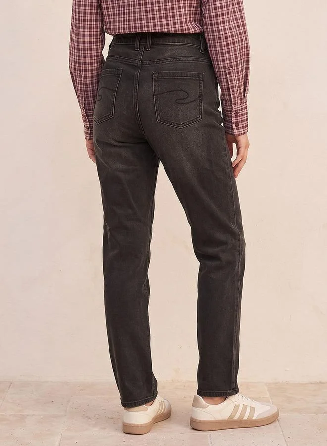 Lee Cooper BLACK Lee Cooper Slim Fit Button Closure Cotton Jeans for Women | Best Price UAE