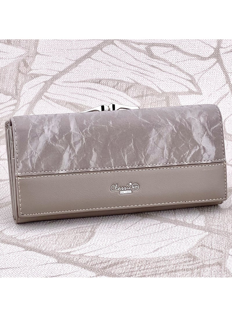 كلاسيك ميلانو - محفظة نسائية أنيقة من الجلد الصناعي مع حافظة بطاقات | محفظة عملات معدنية للنساء | محفظة نسائية نحيفة للاستخدام اليومي والسفر والهدايا - Image 1