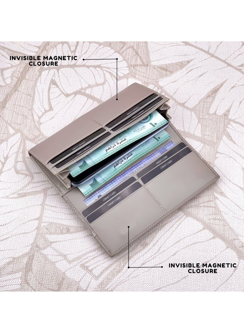 كلاسيك ميلانو - محفظة نسائية أنيقة من الجلد الصناعي مع حافظة بطاقات | محفظة عملات معدنية للنساء | محفظة نسائية نحيفة للاستخدام اليومي والسفر والهدايا - Image 3