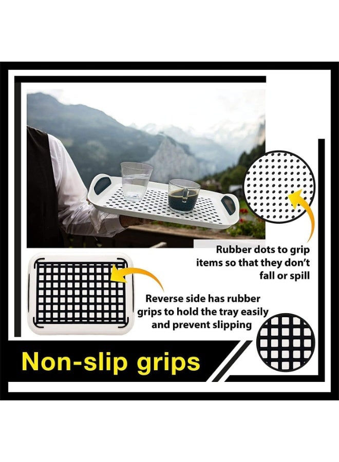 DUNISO Rectangle Tray with Handles，Serving Tray，Kitchen Tray for Food Serving，Anti-Slip，Sturdy and Durable，for Kitchen, Restaurant, Weddings, and Banquets - Image 4