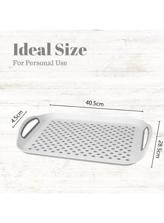 DUNISO Rectangle Tray with Handles，Serving Tray，Kitchen Tray for Food Serving，Anti-Slip，Sturdy and Durable，for Kitchen, Restaurant, Weddings, and Banquets - Image 2