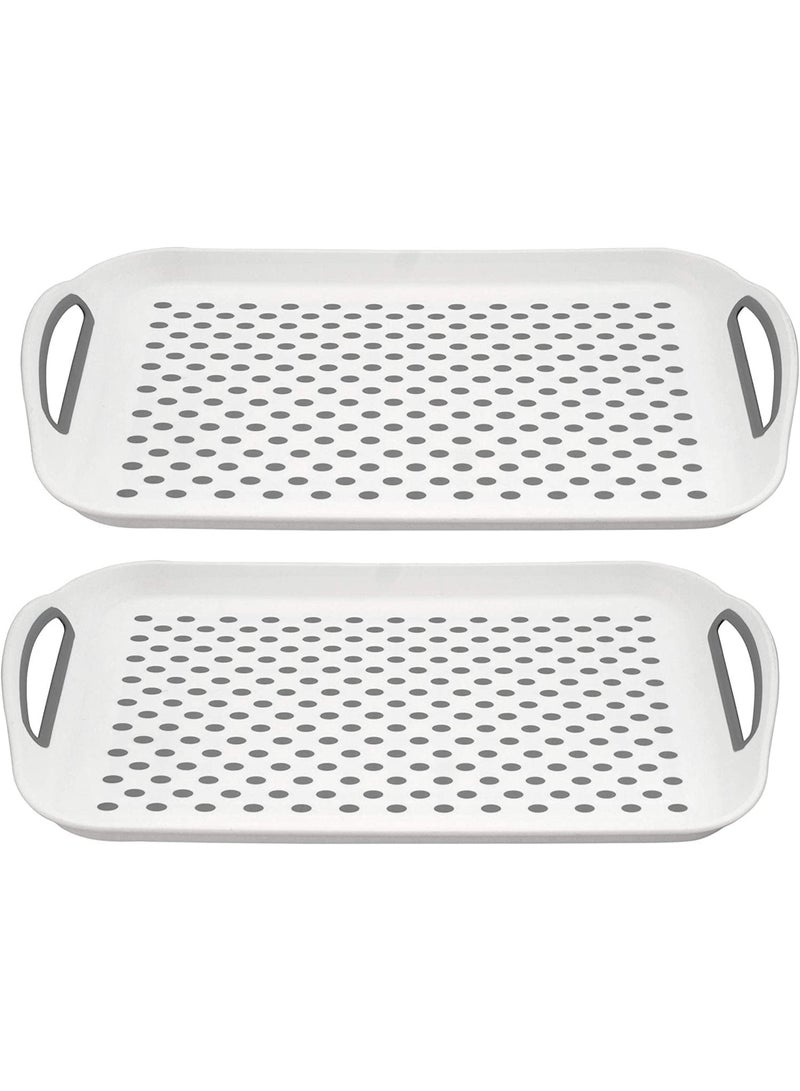 DUNISO Rectangle Tray with Handles，Serving Tray，Kitchen Tray for Food Serving，Anti-Slip，Sturdy and Durable，for Kitchen, Restaurant, Weddings, and Banquets - Image 1