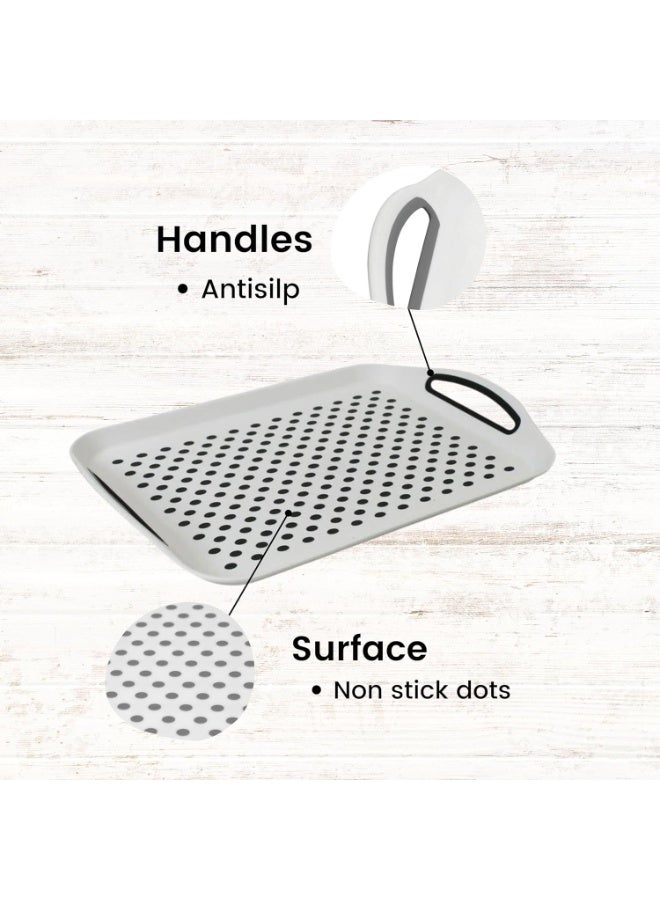 DUNISO Rectangle Tray with Handles，Serving Tray，Kitchen Tray for Food Serving，Anti-Slip，Sturdy and Durable，for Kitchen, Restaurant, Weddings, and Banquets - Image 3