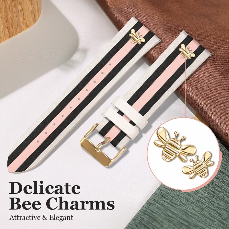 MOINSPIRE Designer Leather Bands with Charms Compatible with Samsung Galaxy Watch 7/6/5/4/Active 2 40mm 44mm/Watch 6 Classic 43mm 47mm/Watch 5 Pro 45mm/Watch 4 Classic 42mm 46mm, 20mm - Image 5