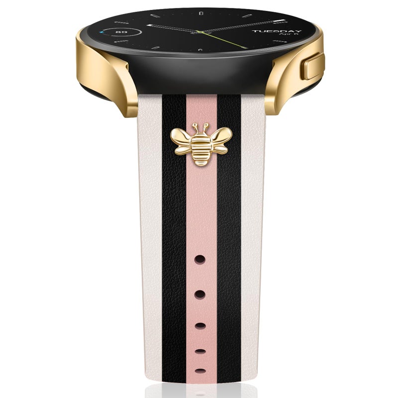 MOINSPIRE Designer Leather Bands with Charms Compatible with Samsung Galaxy Watch 7/6/5/4/Active 2 40mm 44mm/Watch 6 Classic 43mm 47mm/Watch 5 Pro 45mm/Watch 4 Classic 42mm 46mm, 20mm - Image 1