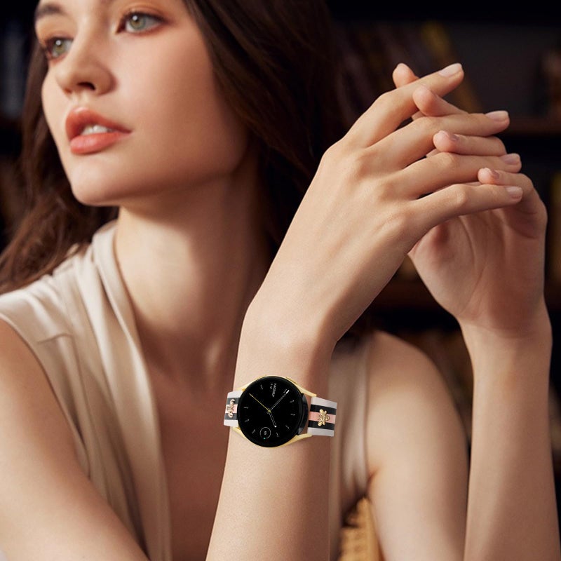 MOINSPIRE Designer Leather Bands with Charms Compatible with Samsung Galaxy Watch 7/6/5/4/Active 2 40mm 44mm/Watch 6 Classic 43mm 47mm/Watch 5 Pro 45mm/Watch 4 Classic 42mm 46mm, 20mm - Image 2