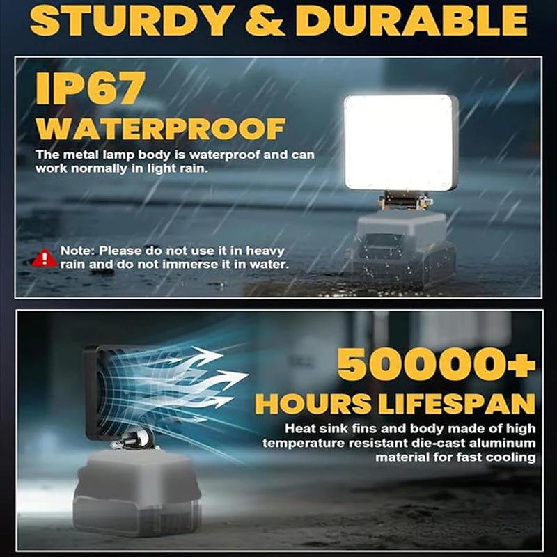 Black Portable Utility Lamp Cordless 21V Strong Beam Flexible Connector Lightweight Frame for Auto Repair Maintenance DIY - Image 4