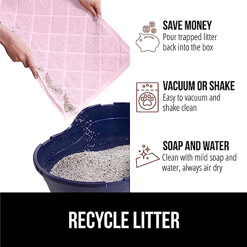 GORILLA GRIP Cat Litter Box Mat, 35x23, Water Resistant, US Designed Kitty Litter Trapping Mats, Easy to Clean, Scatter Control, Less Mess and Clean Floors, Kitten Supplies for Indoor Cats, Light Pink - Image 5