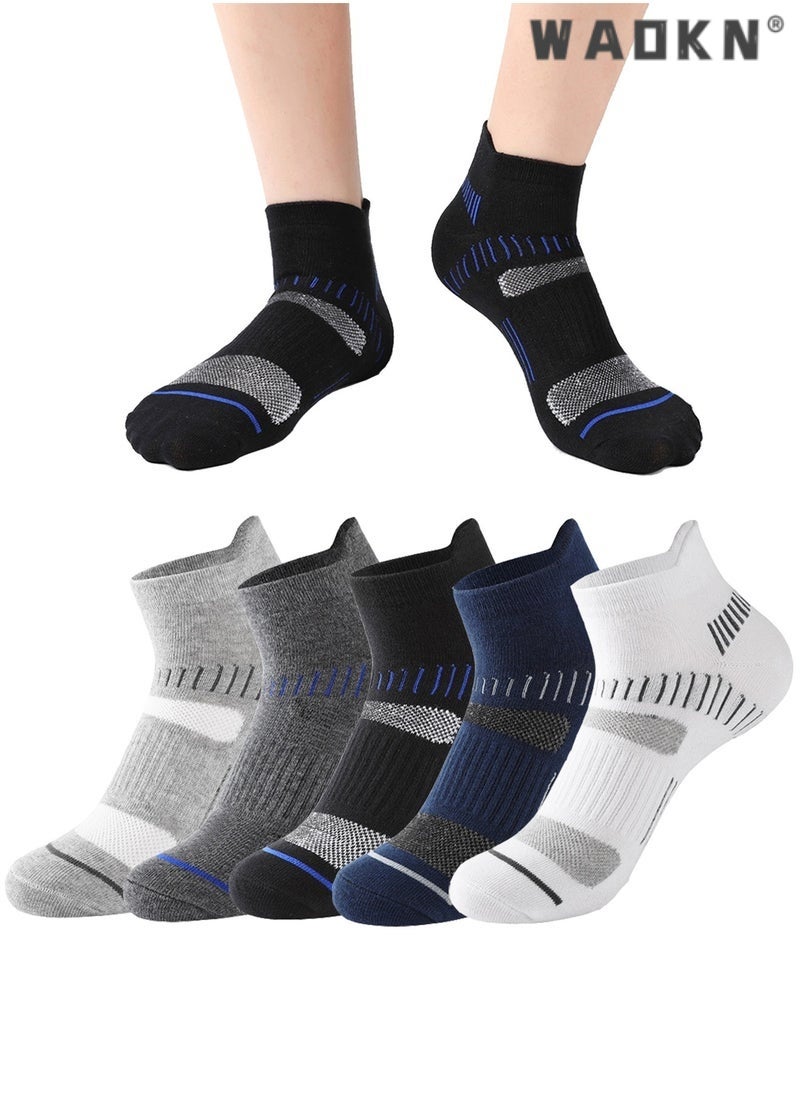 دبليو أيه أو كي أن مجموعة من 5 جوارب رياضية للرجال - قصة منخفضة، مقاومة للعرق، مقاومة للرائحة، مريحة طوال المواسم - مثالية لأنماط الحياة النشطة، جوارب قطنية مرنة مبتكرة، ملابس يومية للجري - جوارب مثالية للرجال - Image 1
