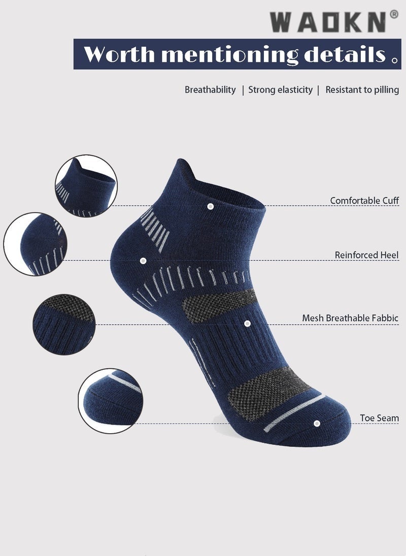 دبليو أيه أو كي أن مجموعة من 5 جوارب رياضية للرجال - قصة منخفضة، مقاومة للعرق، مقاومة للرائحة، مريحة طوال المواسم - مثالية لأنماط الحياة النشطة، جوارب قطنية مرنة مبتكرة، ملابس يومية للجري - جوارب مثالية للرجال - Image 5