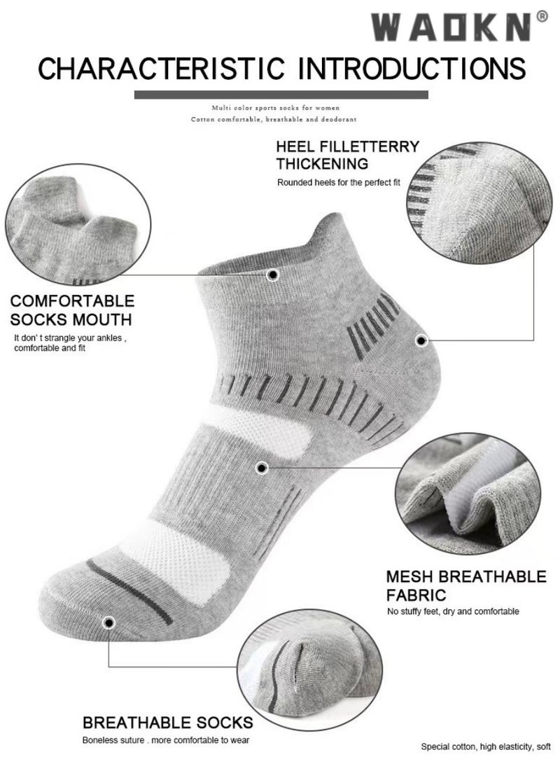 دبليو أيه أو كي أن مجموعة من 5 جوارب رياضية للرجال - قصة منخفضة، مقاومة للعرق، مقاومة للرائحة، مريحة طوال المواسم - مثالية لأنماط الحياة النشطة، جوارب قطنية مرنة مبتكرة، ملابس يومية للجري - جوارب مثالية للرجال - Image 3