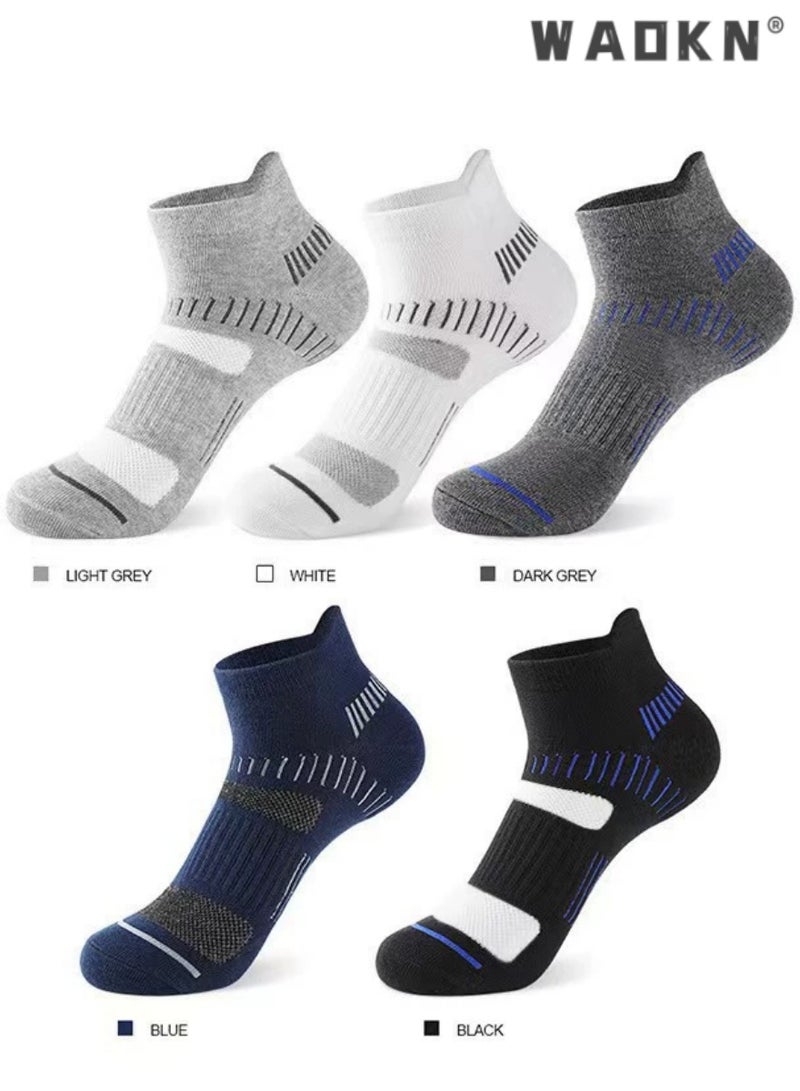 دبليو أيه أو كي أن مجموعة من 5 جوارب رياضية للرجال - قصة منخفضة، مقاومة للعرق، مقاومة للرائحة، مريحة طوال المواسم - مثالية لأنماط الحياة النشطة، جوارب قطنية مرنة مبتكرة، ملابس يومية للجري - جوارب مثالية للرجال - Image 2