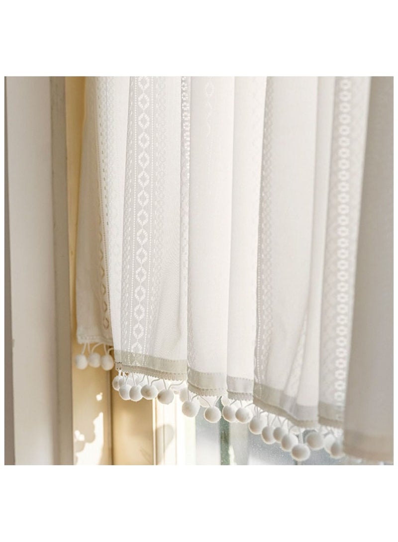 Generic Boho Kitchen Curtains for Kitchen Living Room Geometry Striped Knitted Lace Curtains 140 x 70 cm  - Image 3