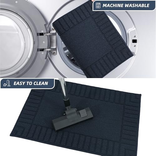 BEQHAUSE-Kitchen-Rugs-Washable-Kitchen-Mats-for-Floor Non-Slip Kitchen Mats Set of 2 Absorbent Kitchen Runner Navy Blue with TPR Backing 24x35inch/24x60inch - Image 5