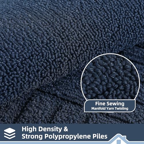 BEQHAUSE-Kitchen-Rugs-Washable-Kitchen-Mats-for-Floor Non-Slip Kitchen Mats Set of 2 Absorbent Kitchen Runner Navy Blue with TPR Backing 24x35inch/24x60inch - Image 4