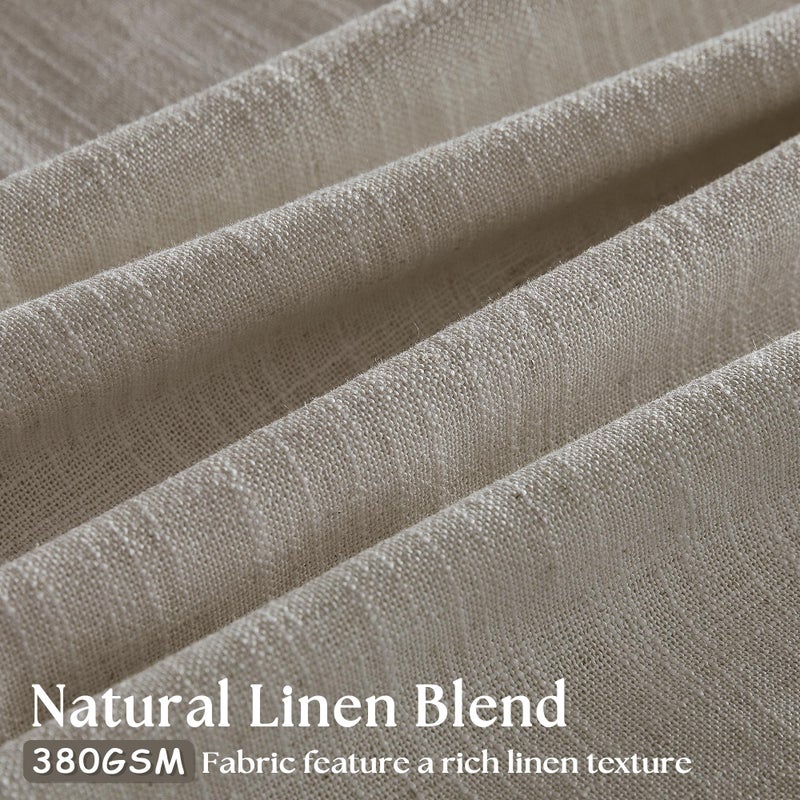 TWODRAPES Pinch Pleated Linen Curtains 108 Inches Long for Living Room 2 Panels Set Greyish Beige Flax Double Pleated Drapes Back Tab Farmhouse Ceiling Floor 108 Inch Window Curtains Bedroom Burlywood Birch - Image 3