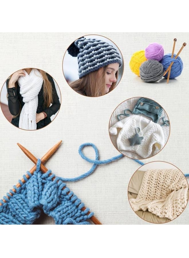 مجموعة من 7 أزواج من إبر الحياكة المصنوعة من الخيزران، مصنوعة من الخيزران الطبيعي، إبر حياكة خشبية طويلة، إبر خشبية مستقيمة ذات رأس واحد، إبر حياكة خشبية للمبتدئين لصنع السترات والشالات والأوشحة - Image 5