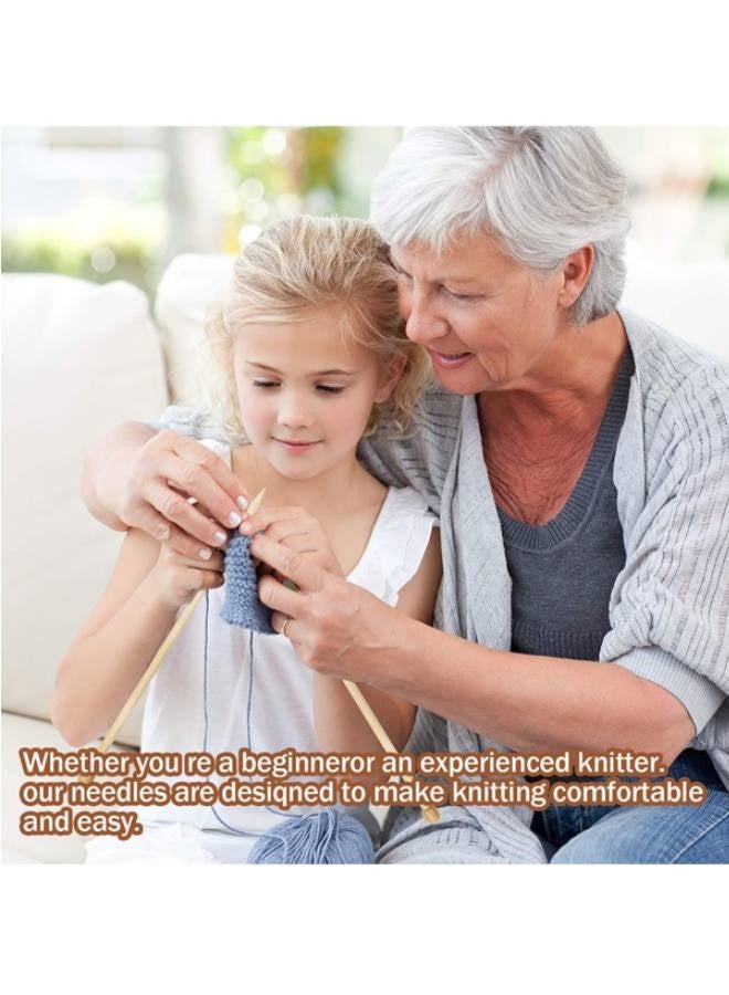 مجموعة من 7 أزواج من إبر الحياكة المصنوعة من الخيزران، مصنوعة من الخيزران الطبيعي، إبر حياكة خشبية طويلة، إبر خشبية مستقيمة ذات رأس واحد، إبر حياكة خشبية للمبتدئين لصنع السترات والشالات والأوشحة - Image 4