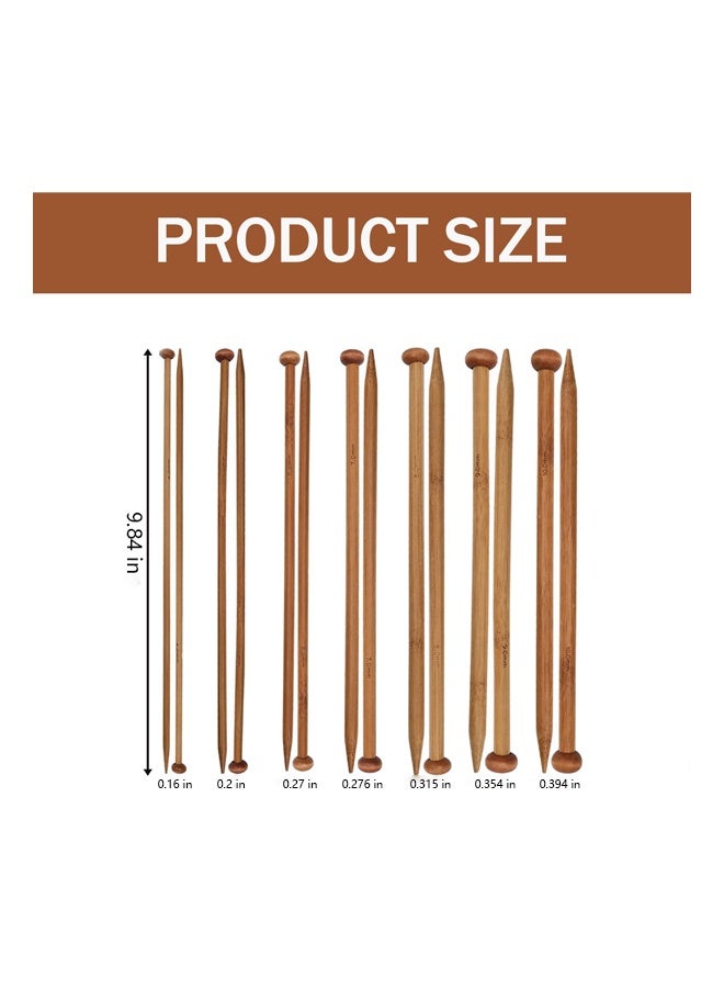 مجموعة من 7 أزواج من إبر الحياكة المصنوعة من الخيزران، مصنوعة من الخيزران الطبيعي، إبر حياكة خشبية طويلة، إبر خشبية مستقيمة ذات رأس واحد، إبر حياكة خشبية للمبتدئين لصنع السترات والشالات والأوشحة - Image 2