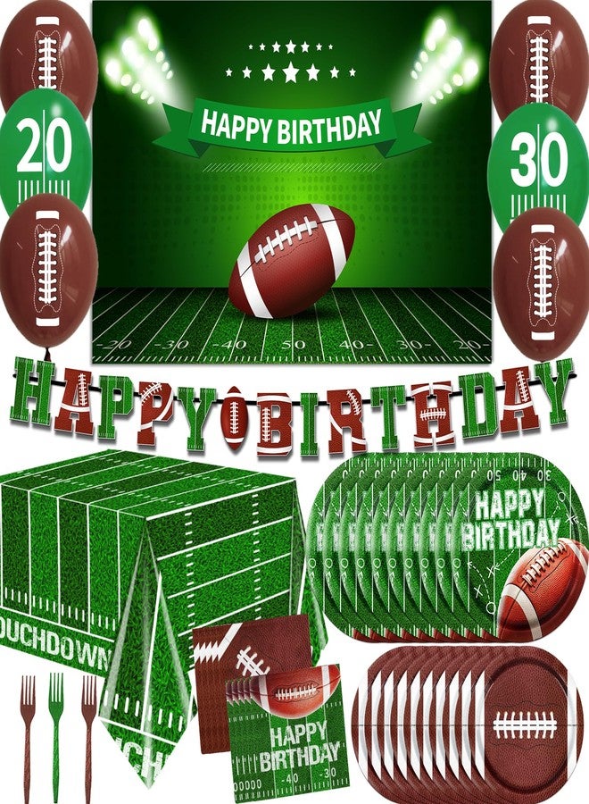 Bezkega Football Party Supplies,Football Plates and Napkins Tablecloth Backdrop Balloon for Football Birthday Party Decorations Football Game Day Tailgate Party Decorations, Serve 25 - Image 1