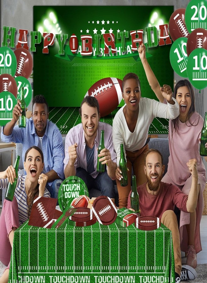 Bezkega Football Party Supplies,Football Plates and Napkins Tablecloth Backdrop Balloon for Football Birthday Party Decorations Football Game Day Tailgate Party Decorations, Serve 25 - Image 3