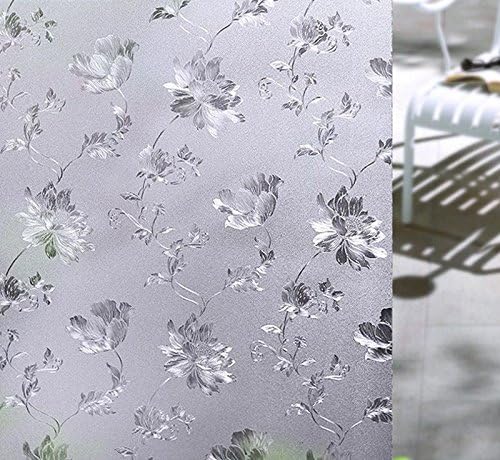 WISDOM Window Glass Decorative Frosted Film Heat Control Film Self Adhesive Window Frosted Film (24" x 66, Flower Frosted Film) - Image 4