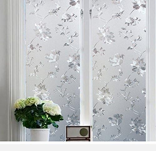 WISDOM Window Glass Decorative Frosted Film Heat Control Film Self Adhesive Window Frosted Film (24" x 66, Flower Frosted Film) - Image 2