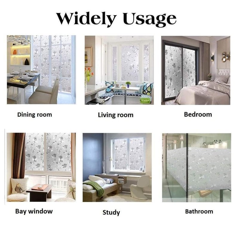WISDOM Window Glass Decorative Frosted Film Heat Control Film Self Adhesive Window Frosted Film (24" x 66, Flower Frosted Film) - Image 5