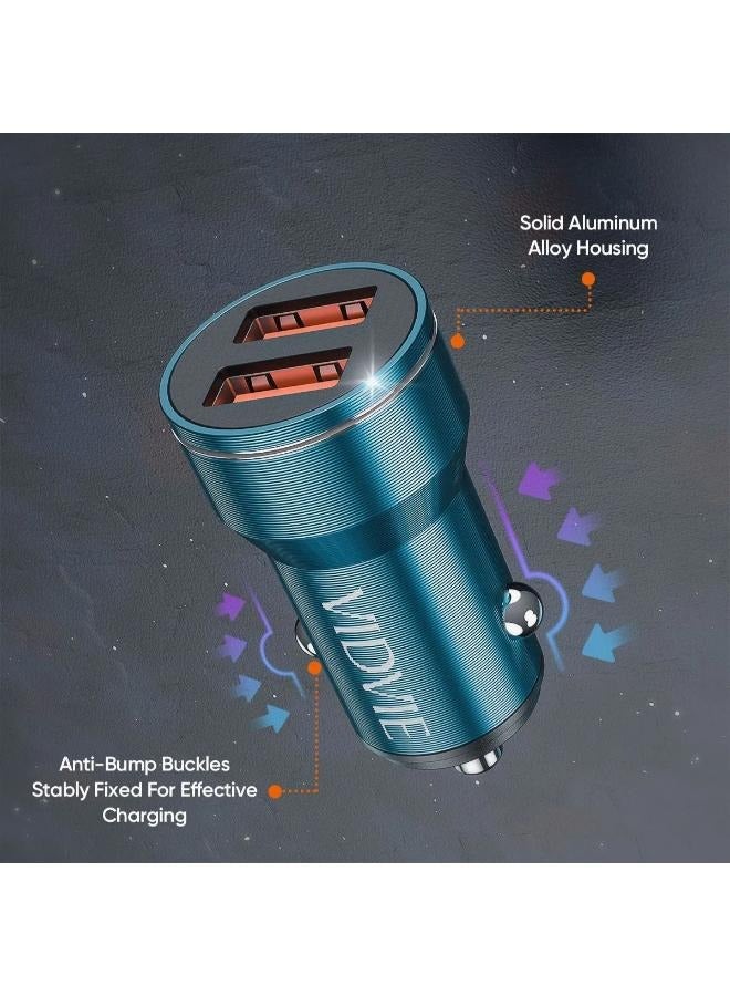 Vidvie Vidvie Metal Car Charger with Lightning Cable, 1m, 5V, 2.4A, 2 USB Ports, Grey - CC528  - Image 3