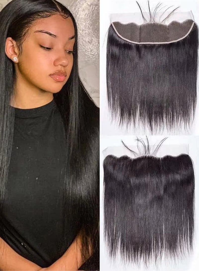 إستيل شعر بشري مستقيم 13×4 بدانتيل أمامي lsy13x4frontalstw شعر بشري حقيقي 100%، صباغة قابلة للتخصيص 1B# اللون 6-22 بوصة الطول + 2 بوصة 68 جم-90 جم الوزن المرن الناعم الخالي من العقد وقابل للصبغ وقابل لإعادة - Image 1