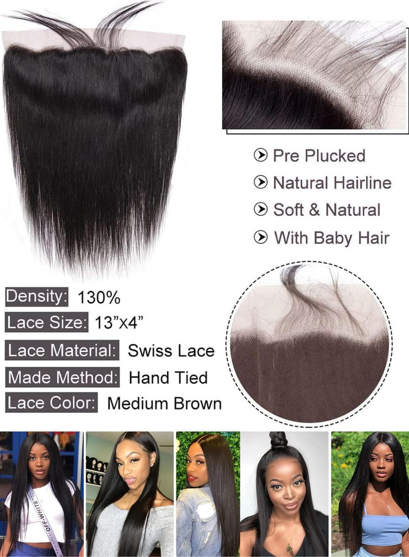 إستيل شعر بشري مستقيم 13×4 بدانتيل أمامي lsy13x4frontalstw شعر بشري حقيقي 100%، صباغة قابلة للتخصيص 1B# اللون 6-22 بوصة الطول + 2 بوصة 68 جم-90 جم الوزن المرن الناعم الخالي من العقد وقابل للصبغ وقابل لإعادة - Image 2