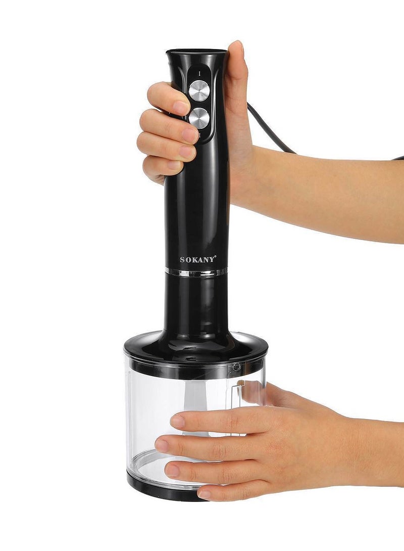 sokany Hand Blender With Chopper And Whisk 4-in-1 1000ml 500 W WK-1710-4 Black/Clear - Image 4