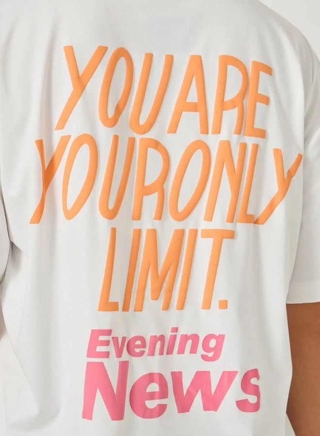 Styli Slogan Print Round Neck T-Shirt