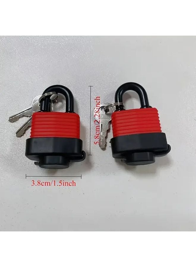 2 Heavy Duty Waterproof Drill Pick Resistant Locks with Key 30mm Chain Coated Steel - Image 4