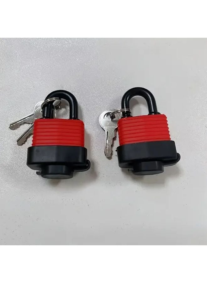 2 Heavy Duty Waterproof Drill Pick Resistant Locks with Key 30mm Chain Coated Steel - Image 1