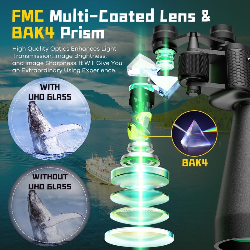 Flyant 15-35x70 Binoculars for Adults High Powered, 35x HD Zoom for Stargazing & Bird Watching, Waterproof Binocular with Tripod Adapter, Ideal Essentials for Cruise Ship, Travel, Camping, Outdoor, Hunting - Image 5