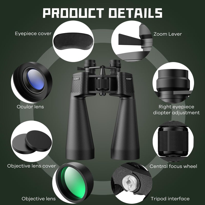 Flyant 15-35x70 Binoculars for Adults High Powered, 35x HD Zoom for Stargazing & Bird Watching, Waterproof Binocular with Tripod Adapter, Ideal Essentials for Cruise Ship, Travel, Camping, Outdoor, Hunting - Image 2