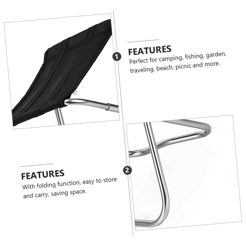 Lightweight Folding Stool Portable Alloy Chair for Camping Fishing Outdoor Easy Store Carry Black - Image 4