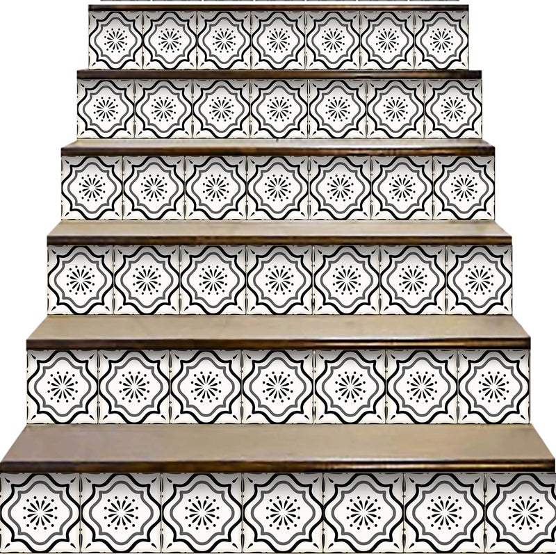 Mi Alma Peel & Stick Tile Backsplash Stair Riser Decals DIY Decals Mexican Talavera Home Decor Staircase Decal Stickers Pack of 24 Tiles 7''W x 7''L Each - Image 1