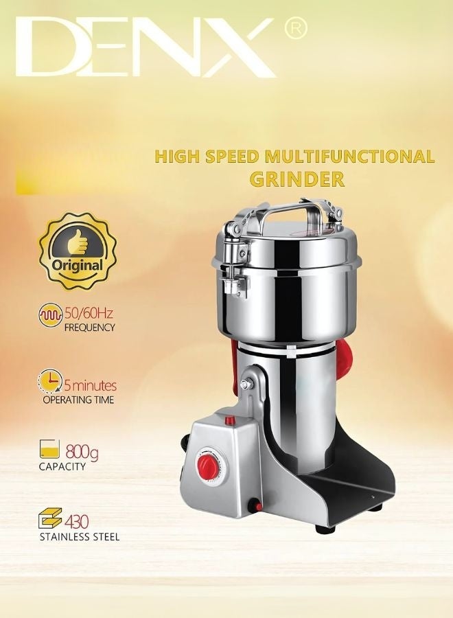 Denx 800g Spice Grinder, 430 Stainless Steel Powder Grinder, Ultra-Fine Grinding Technology, Can Grind Coffee Beans and Grains, Suitable for Home/Restaurant/Hotel - Image 5